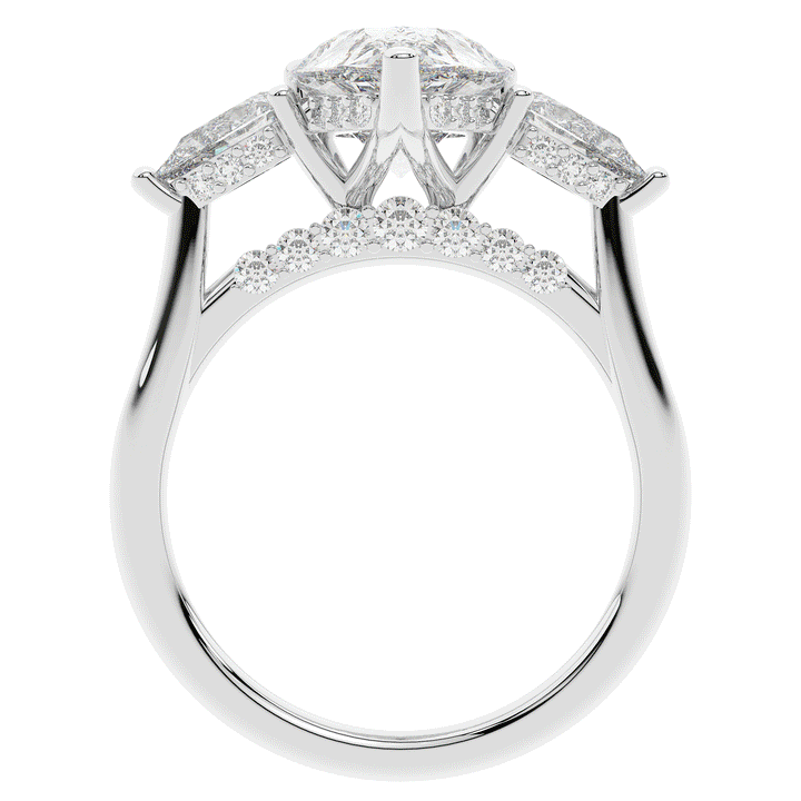 3.70CT.TW PEAR LAB DIAMOND 3 STONE ENGAGEMENT RING - Nazarelle