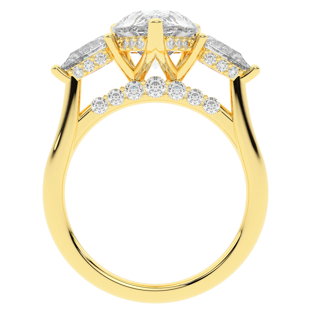 3.70CT.TW PEAR LAB DIAMOND 3 STONE ENGAGEMENT RING - Nazarelle