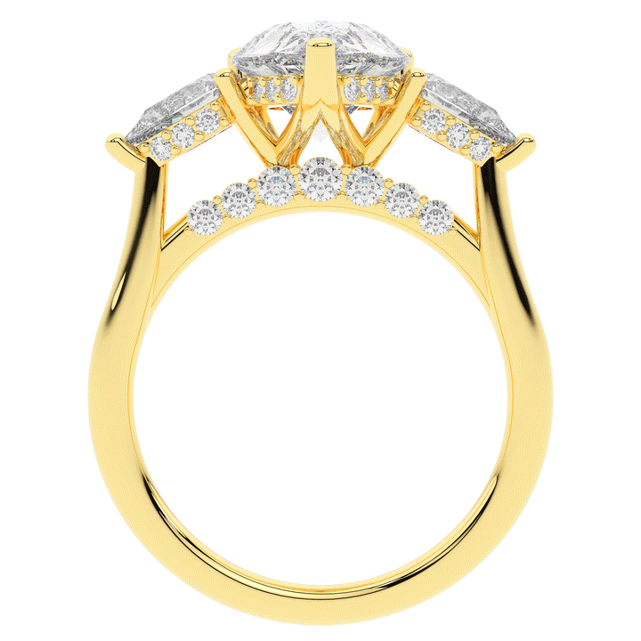 3.70CT.TW PEAR LAB DIAMOND 3 STONE ENGAGEMENT RING - Nazarelle