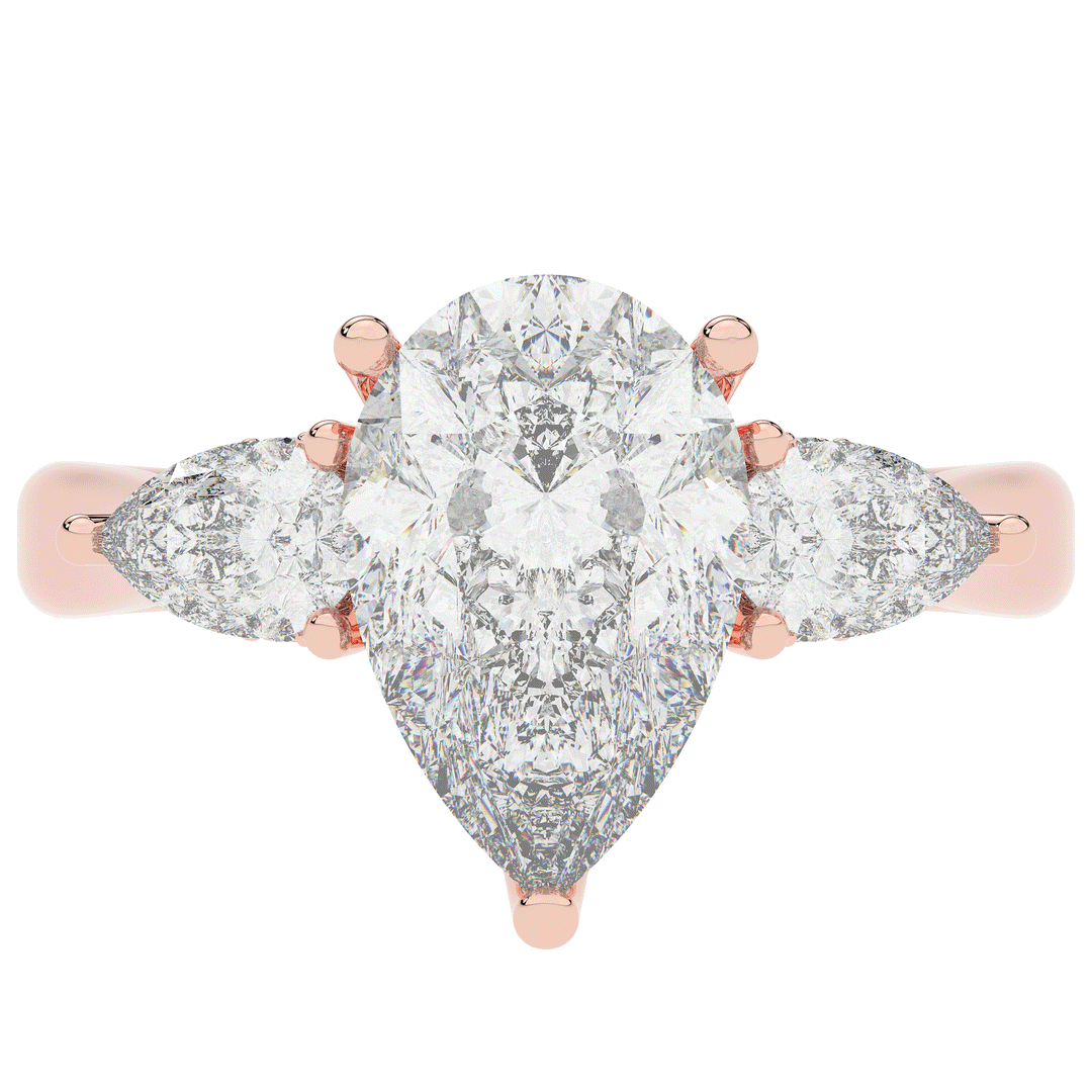 3.70CT.TW PEAR LAB DIAMOND 3 STONE ENGAGEMENT RING - Nazarelle