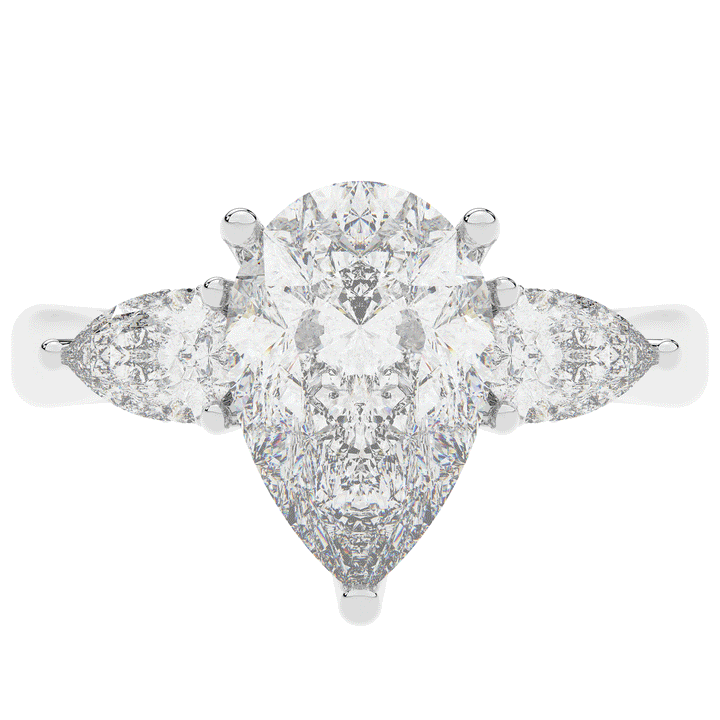 3.70CT.TW PEAR LAB DIAMOND 3 STONE ENGAGEMENT RING - Nazarelle