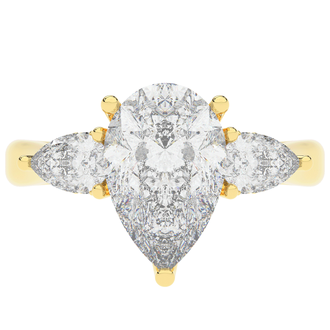 3.70CT.TW PEAR LAB DIAMOND 3 STONE ENGAGEMENT RING - Nazarelle