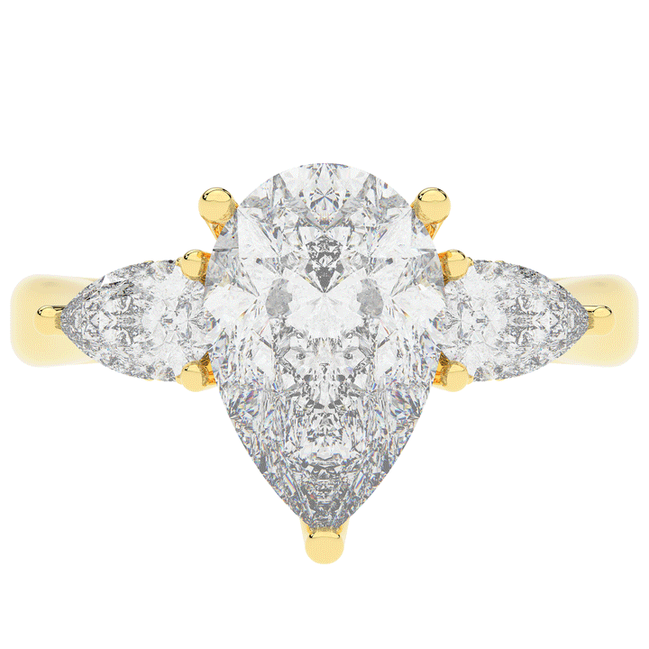 3.70CT.TW PEAR LAB DIAMOND 3 STONE ENGAGEMENT RING - Nazarelle