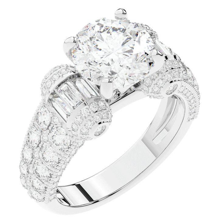 4.75CT.TW ROUND LAB DIAMOND ENGAGEMENT RING - Nazarelle