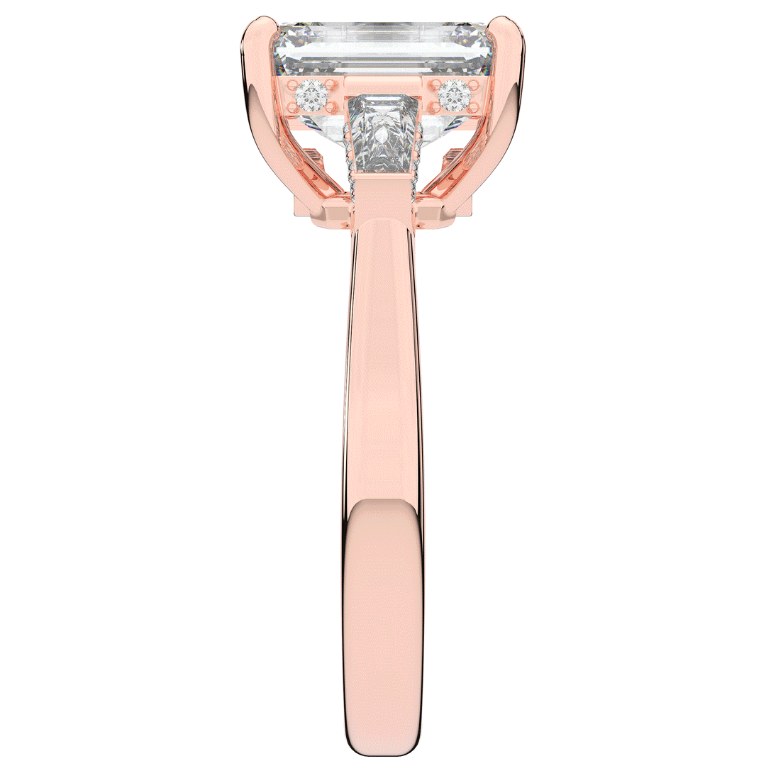 3.45CT.TW EMERALD CUT LAB DIAMOND 3 STONE ENGAGEMENT RING - Nazarelle