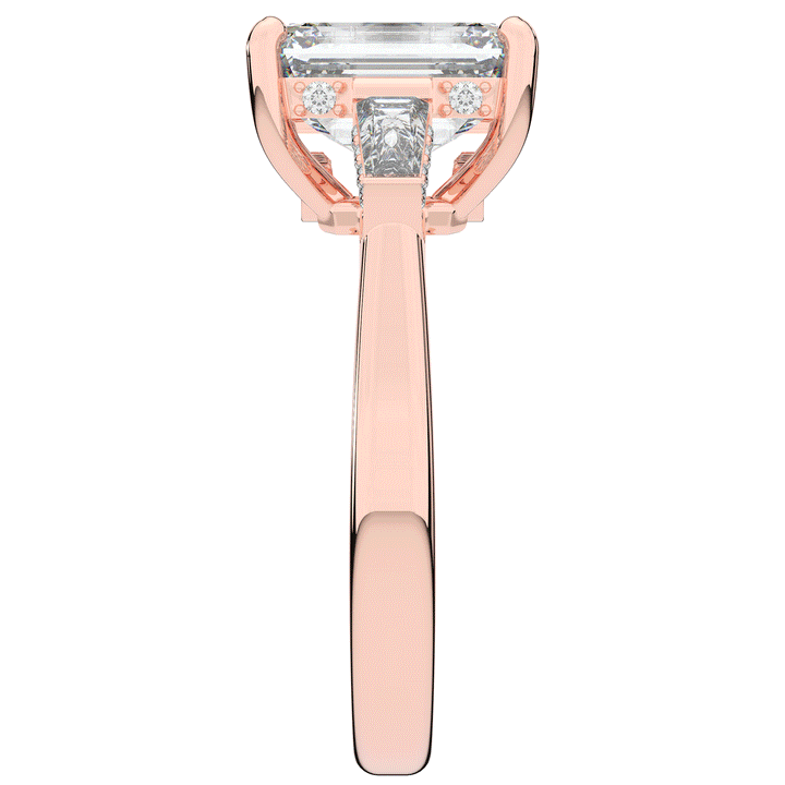 3.45CT.TW EMERALD CUT LAB DIAMOND 3 STONE ENGAGEMENT RING - Nazarelle