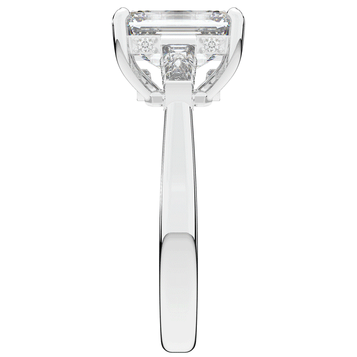 3.45CT.TW EMERALD CUT LAB DIAMOND 3 STONE ENGAGEMENT RING - Nazarelle