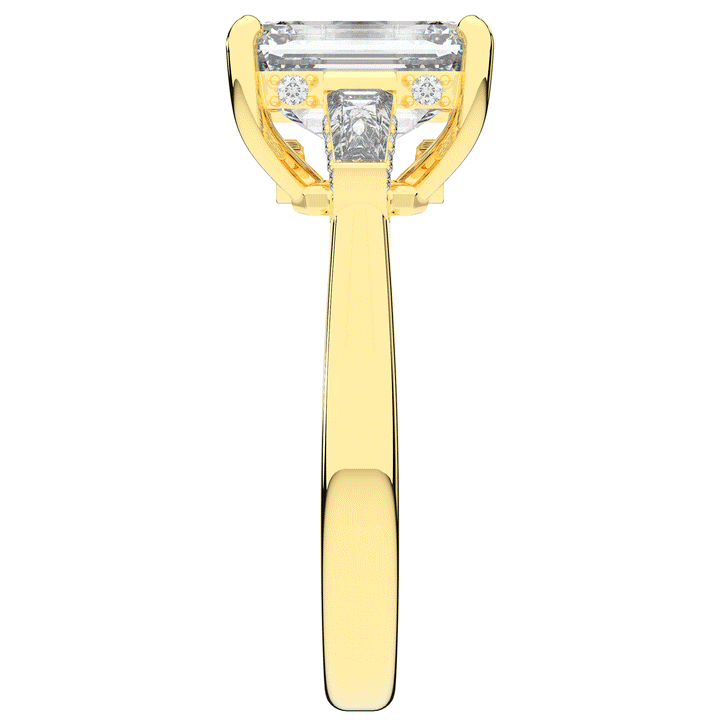 3.45CT.TW EMERALD CUT LAB DIAMOND 3 STONE ENGAGEMENT RING - Nazarelle