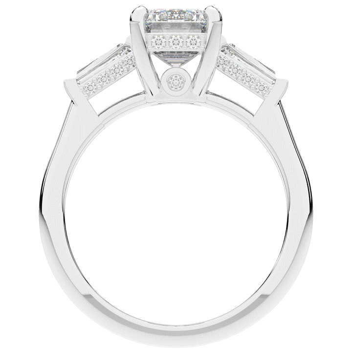 3.45CT.TW EMERALD CUT LAB DIAMOND 3 STONE ENGAGEMENT RING - Nazarelle
