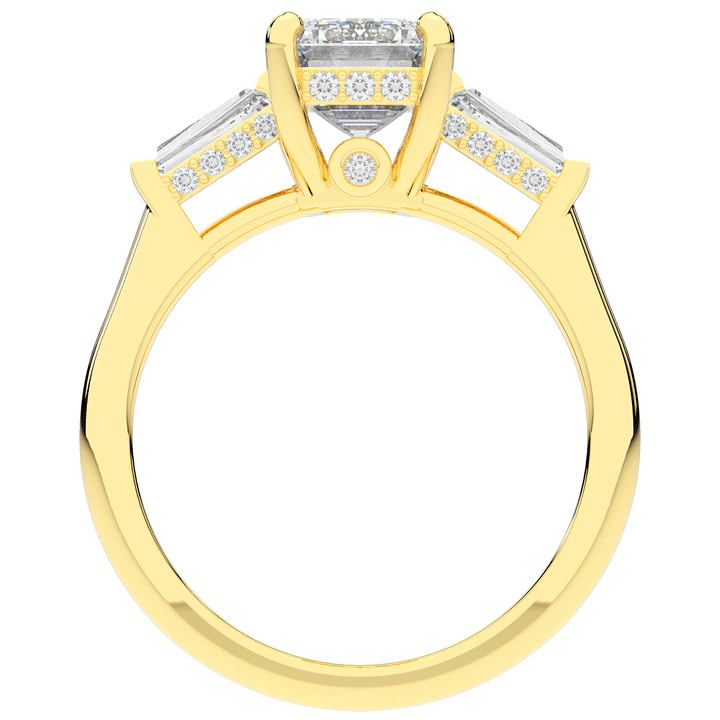 3.45CT.TW EMERALD CUT LAB DIAMOND 3 STONE ENGAGEMENT RING - Nazarelle