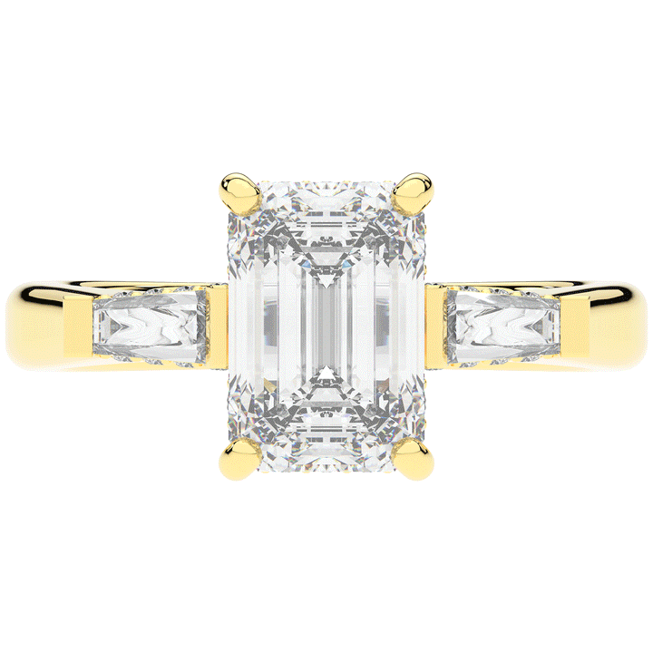 3.45CT.TW EMERALD CUT LAB DIAMOND 3 STONE ENGAGEMENT RING - Nazarelle