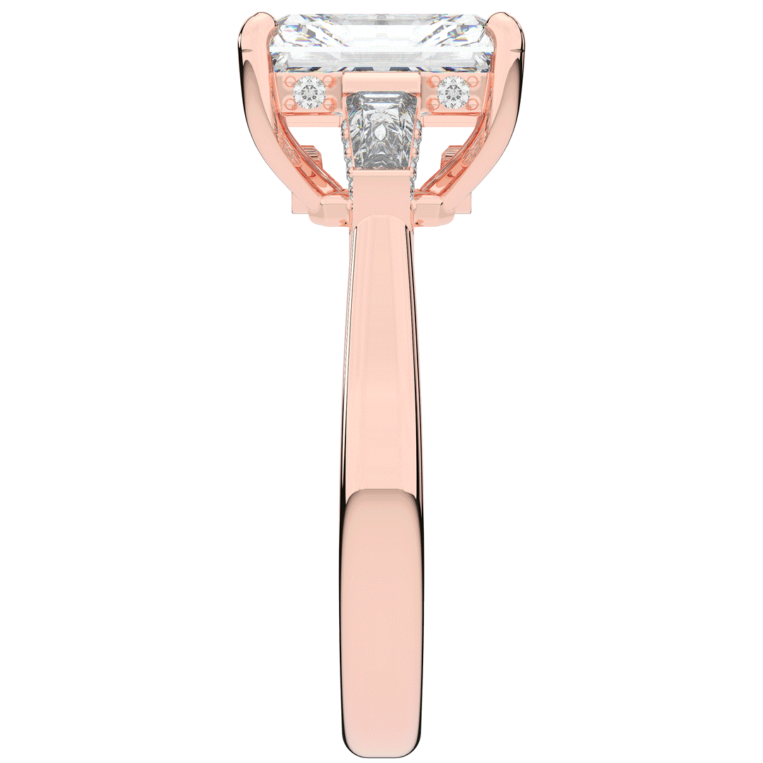3.45CT.TW RADIANT LAB DIAMOND 3 STONE ENGAGEMENT RING - Nazarelle