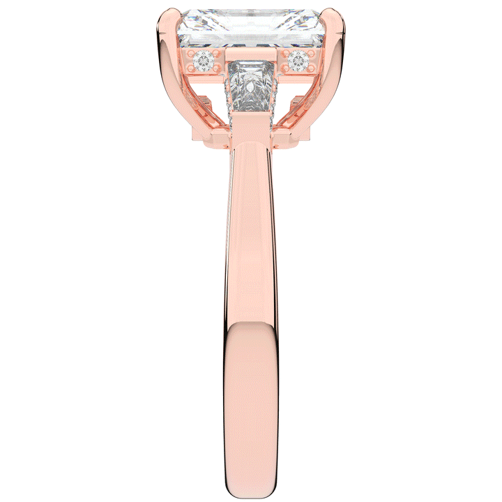 3.45CT.TW RADIANT LAB DIAMOND 3 STONE ENGAGEMENT RING - Nazarelle