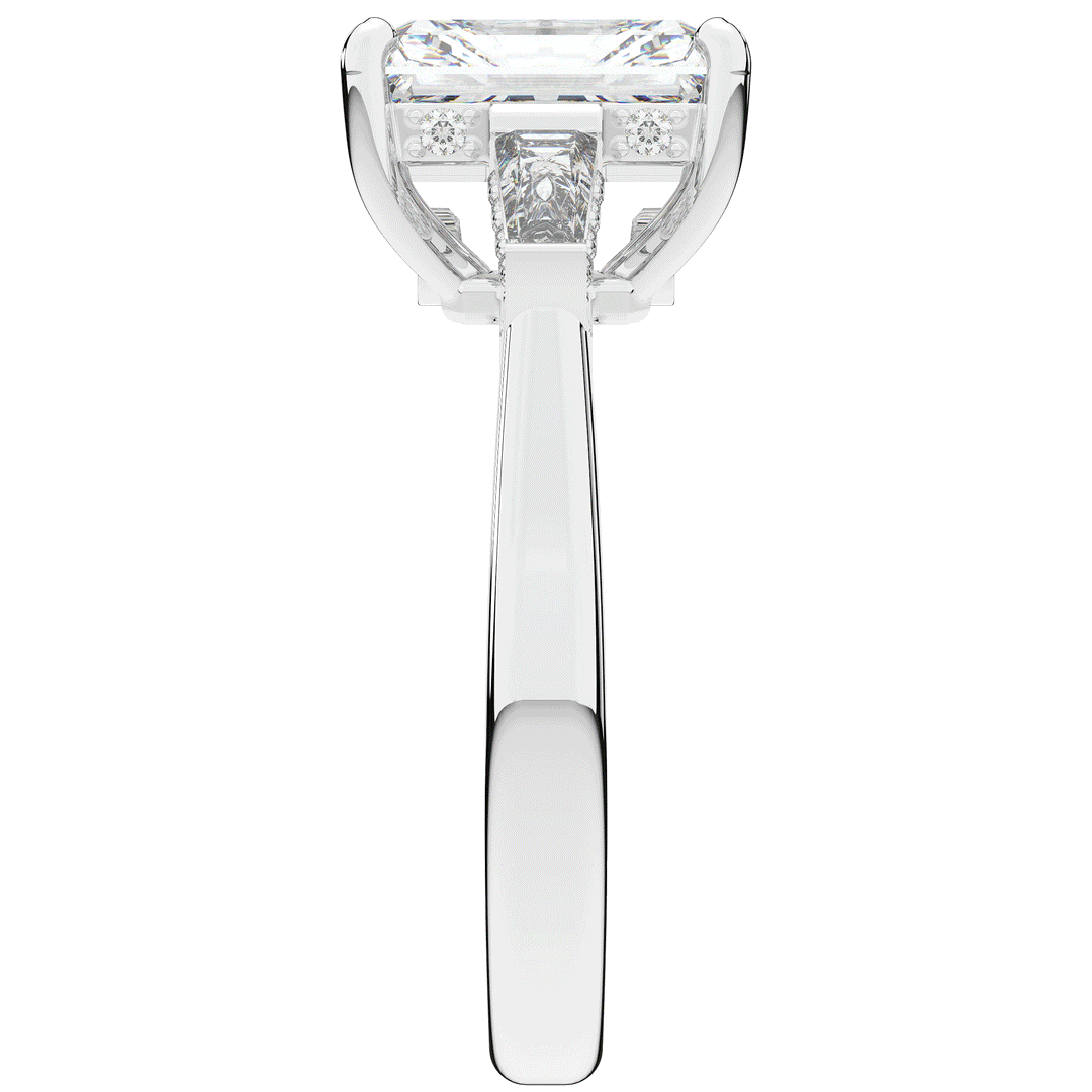 3.45CT.TW RADIANT LAB DIAMOND 3 STONE ENGAGEMENT RING - Nazarelle