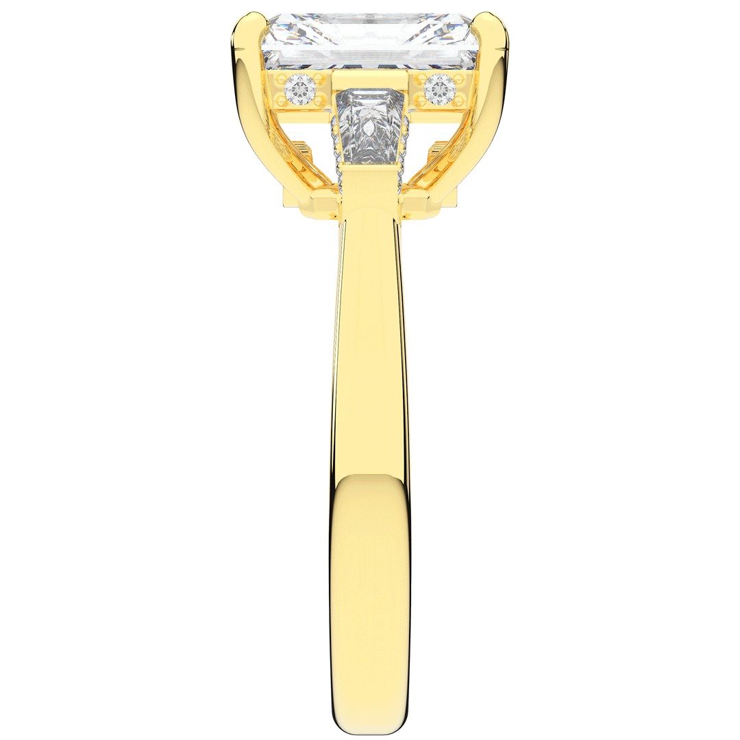 3.45CT.TW RADIANT LAB DIAMOND 3 STONE ENGAGEMENT RING - Nazarelle