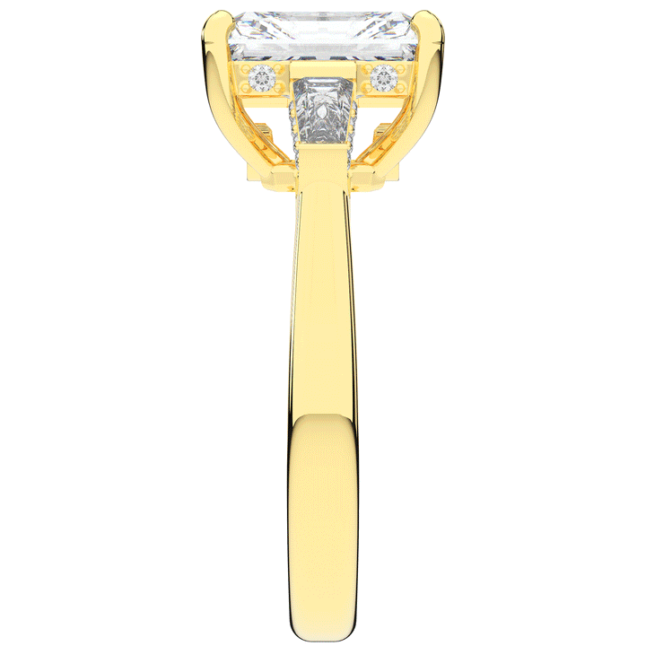 3.45CT.TW RADIANT LAB DIAMOND 3 STONE ENGAGEMENT RING - Nazarelle