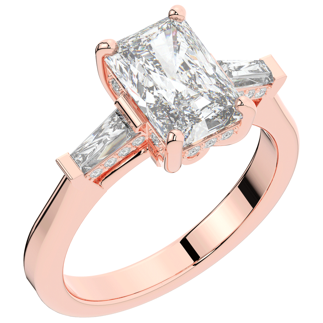 3.45CT.TW RADIANT LAB DIAMOND 3 STONE ENGAGEMENT RING - Nazarelle