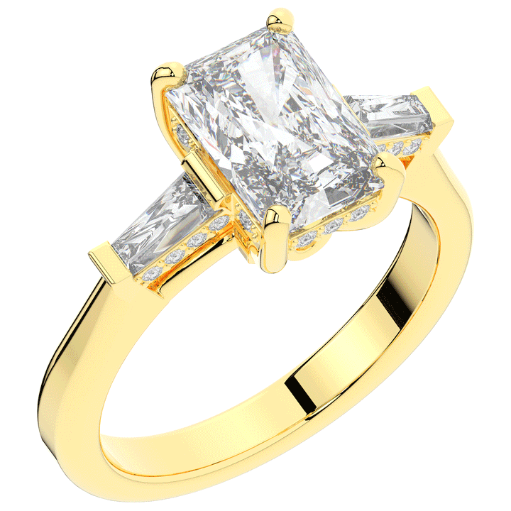 3.45CT.TW RADIANT LAB DIAMOND 3 STONE ENGAGEMENT RING - Nazarelle