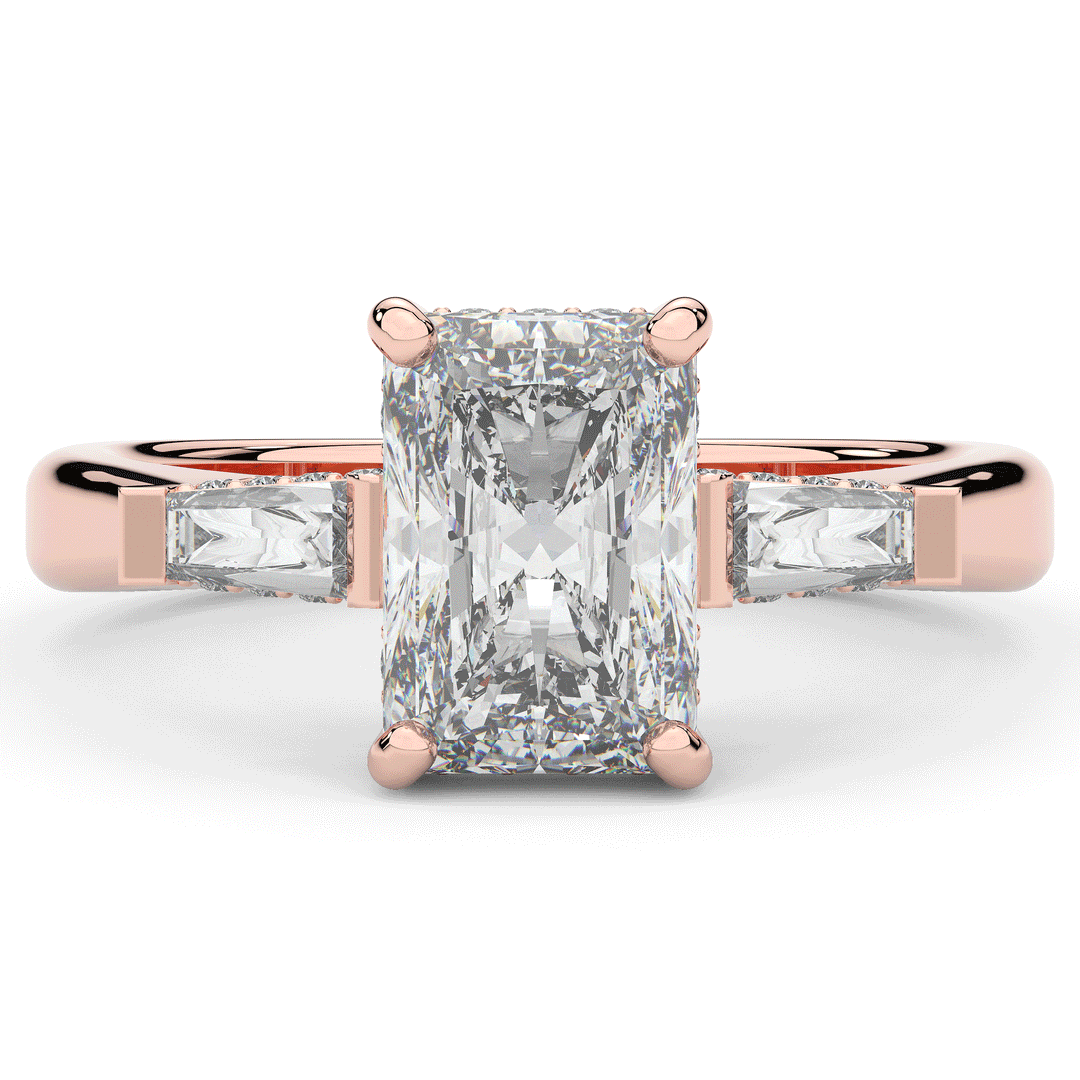 3.45CT.TW RADIANT LAB DIAMOND 3 STONE ENGAGEMENT RING - Nazarelle