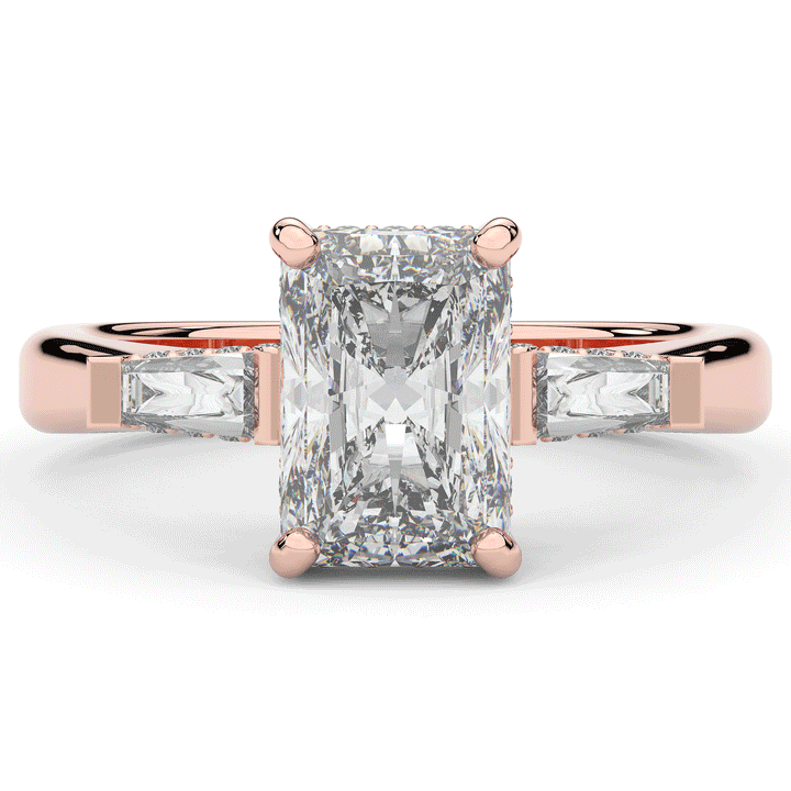 3.45CT.TW RADIANT LAB DIAMOND 3 STONE ENGAGEMENT RING - Nazarelle