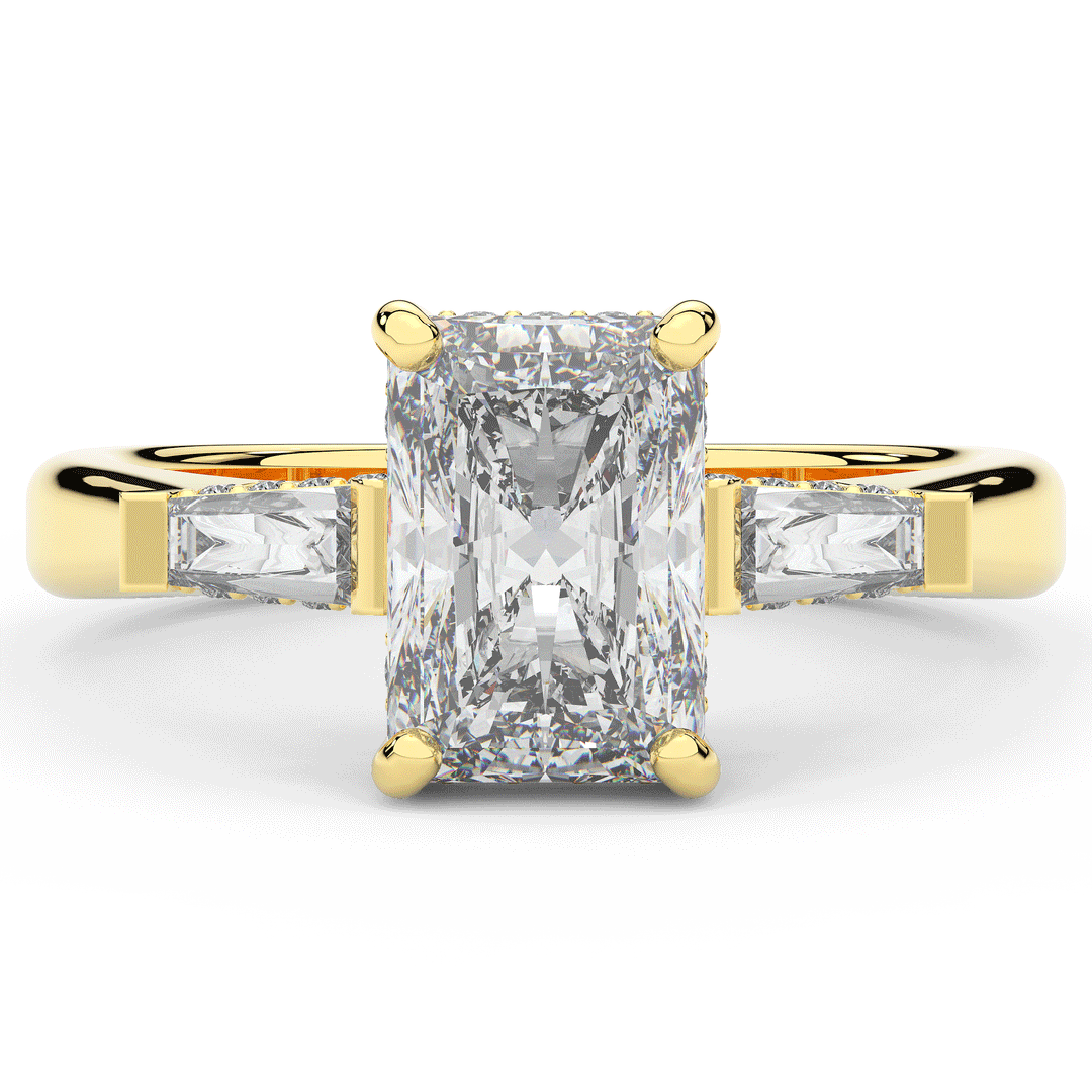 3.45CT.TW RADIANT LAB DIAMOND 3 STONE ENGAGEMENT RING - Nazarelle