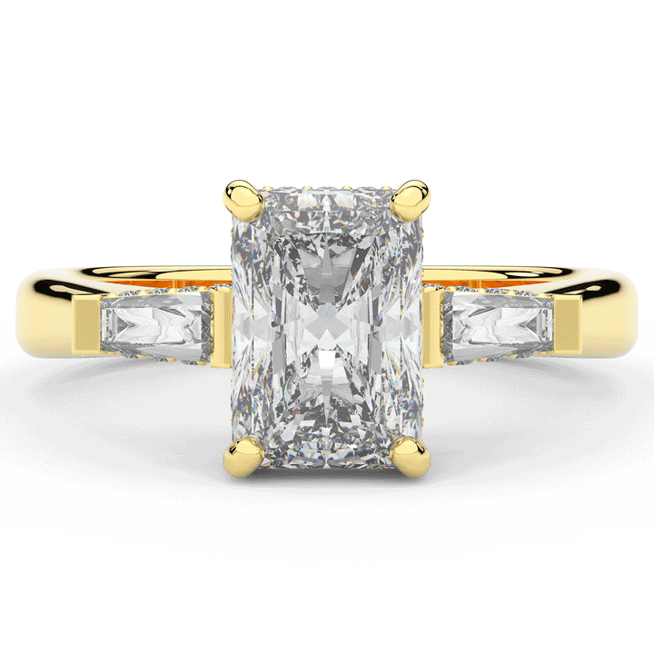 3.45CT.TW RADIANT LAB DIAMOND 3 STONE ENGAGEMENT RING - Nazarelle