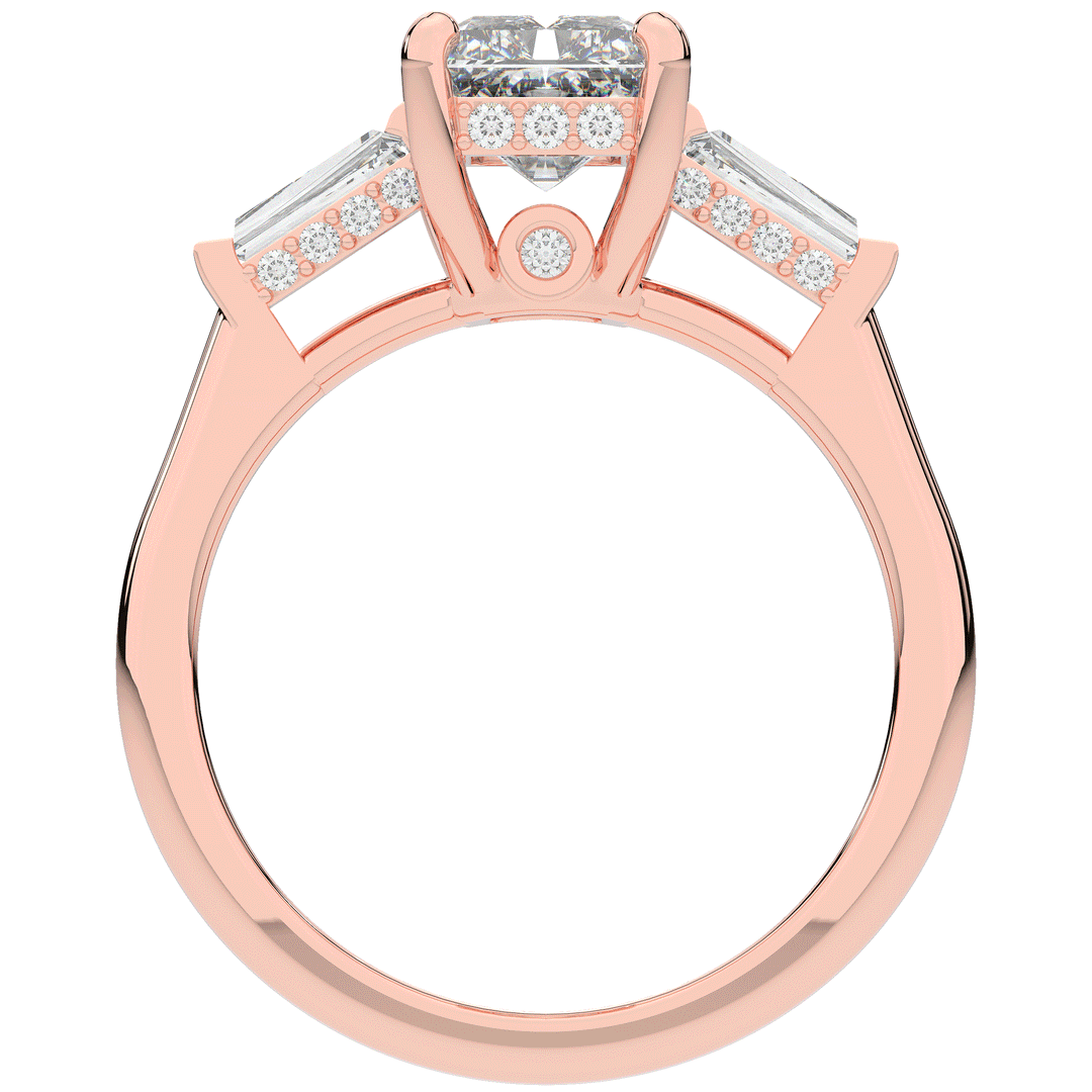 3.45CT.TW RADIANT LAB DIAMOND 3 STONE ENGAGEMENT RING - Nazarelle