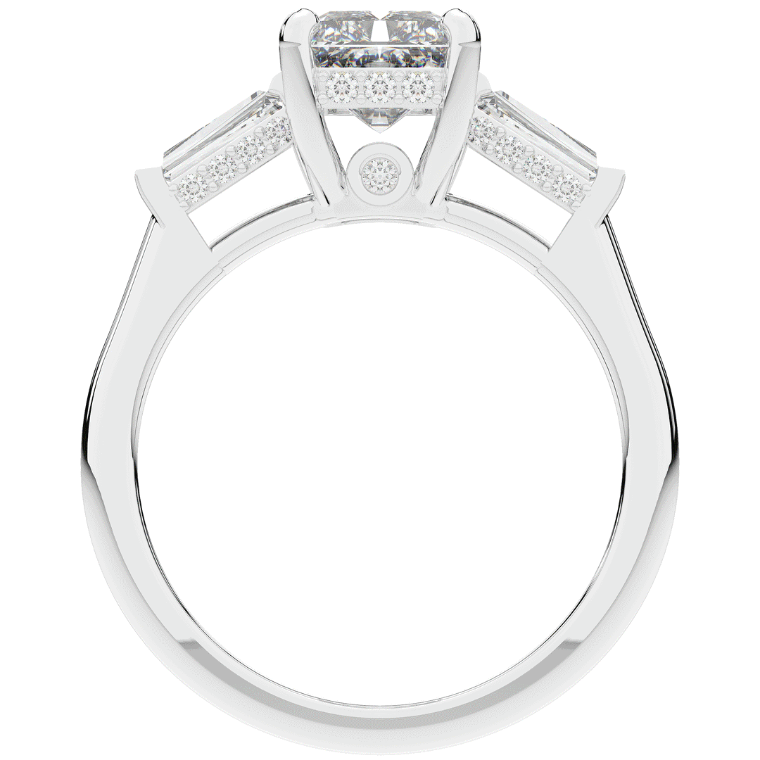 3.45CT.TW RADIANT LAB DIAMOND 3 STONE ENGAGEMENT RING - Nazarelle