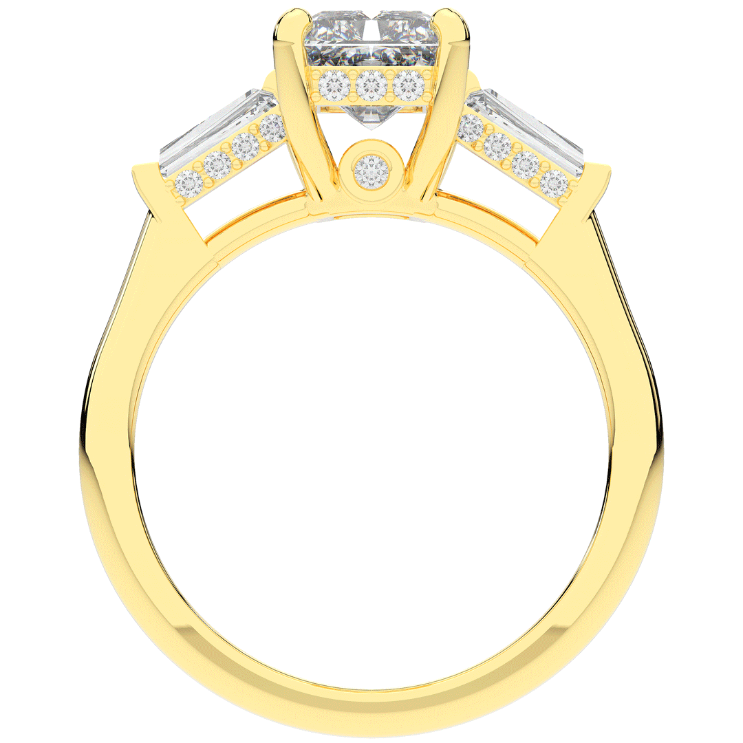 3.45CT.TW RADIANT LAB DIAMOND 3 STONE ENGAGEMENT RING - Nazarelle