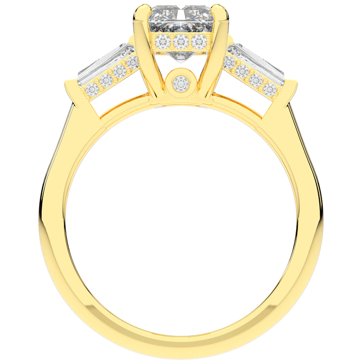 3.45CT.TW RADIANT LAB DIAMOND 3 STONE ENGAGEMENT RING - Nazarelle