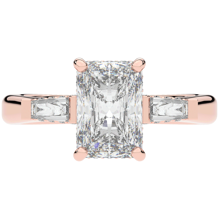 3.45CT.TW RADIANT LAB DIAMOND 3 STONE ENGAGEMENT RING - Nazarelle