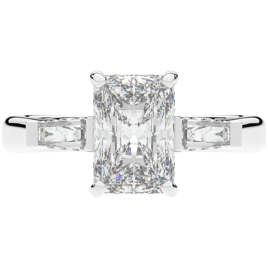 3.45CT.TW RADIANT LAB DIAMOND 3 STONE ENGAGEMENT RING - Nazarelle