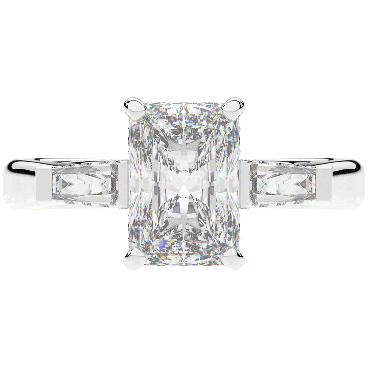 3.45CT.TW RADIANT LAB DIAMOND 3 STONE ENGAGEMENT RING - Nazarelle