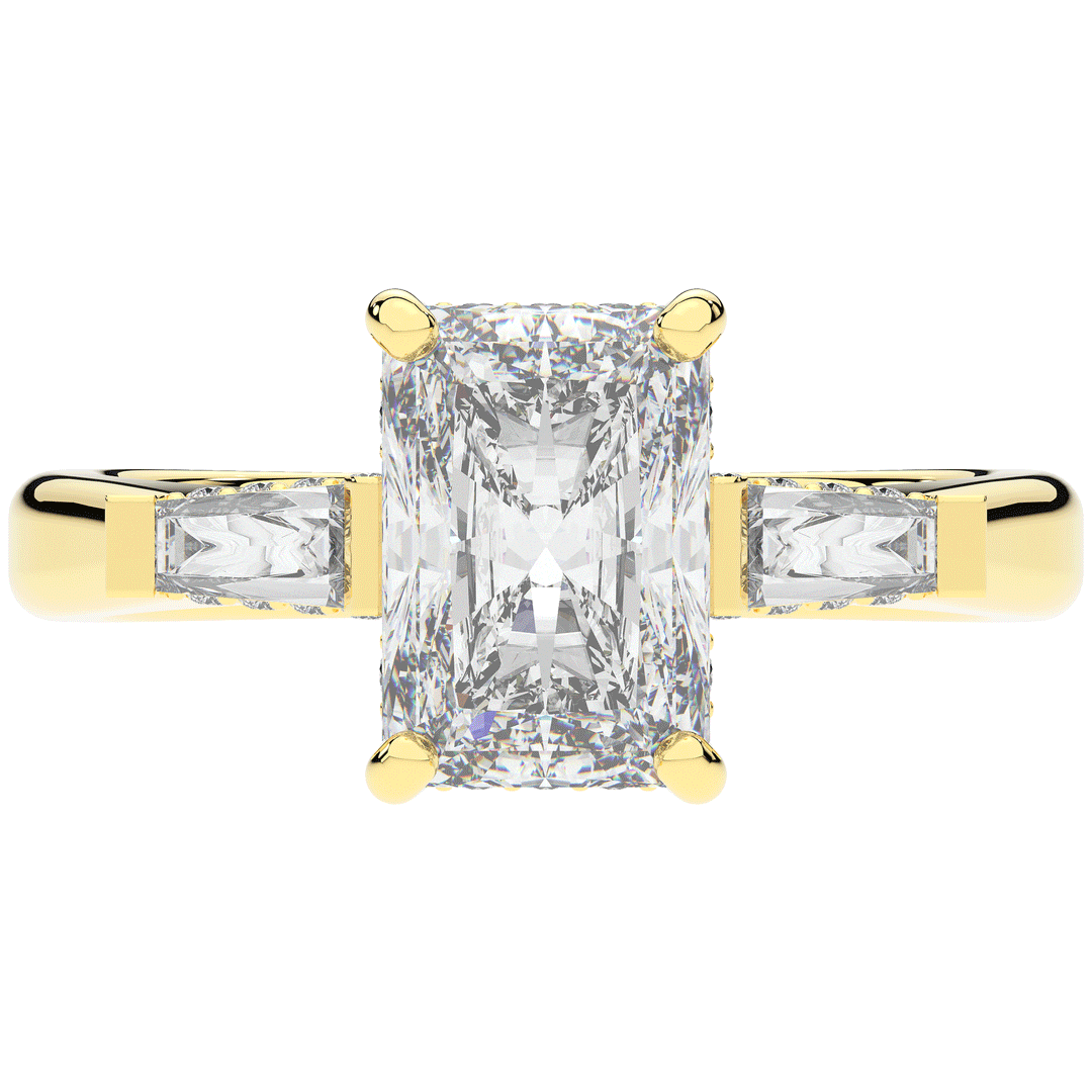 3.45CT.TW RADIANT LAB DIAMOND 3 STONE ENGAGEMENT RING - Nazarelle