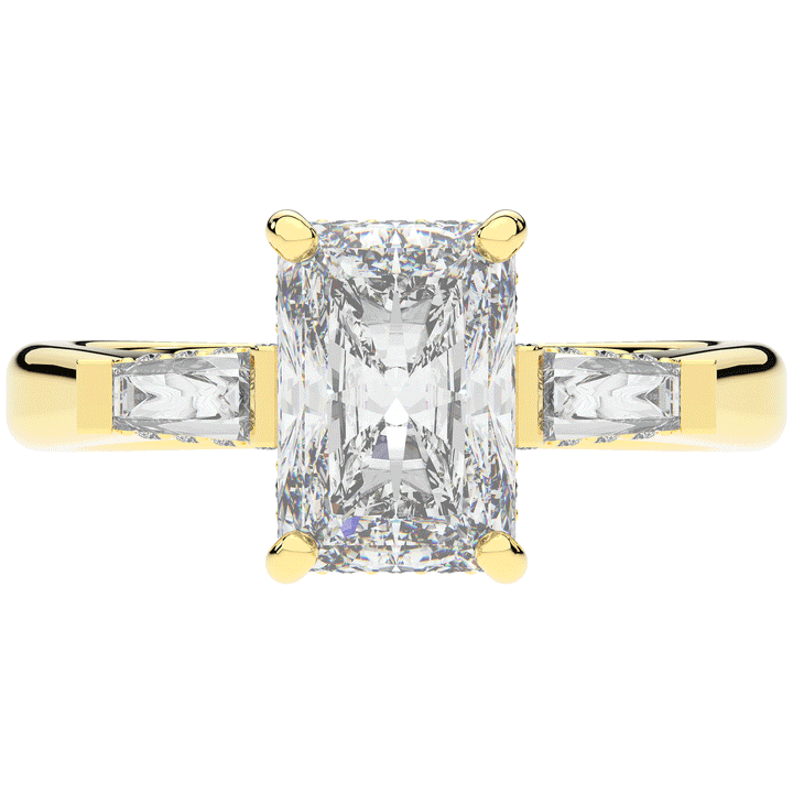 3.45CT.TW RADIANT LAB DIAMOND 3 STONE ENGAGEMENT RING - Nazarelle