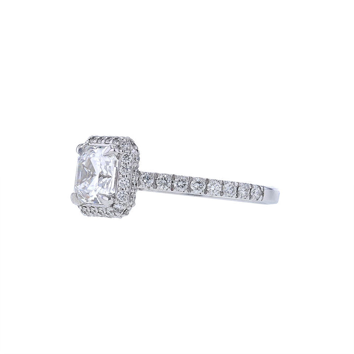 14K White Gold Asscher Halo Engagement Ring