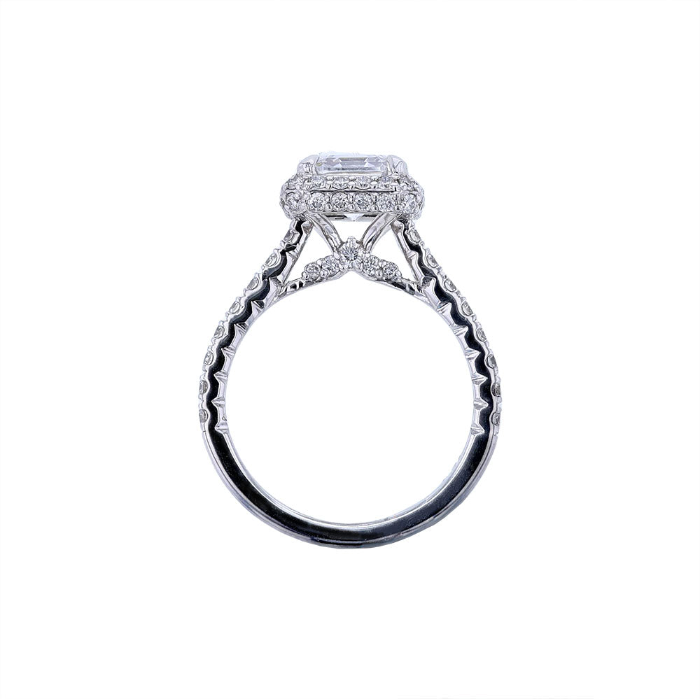 14K White Gold Asscher Halo Engagement Ring