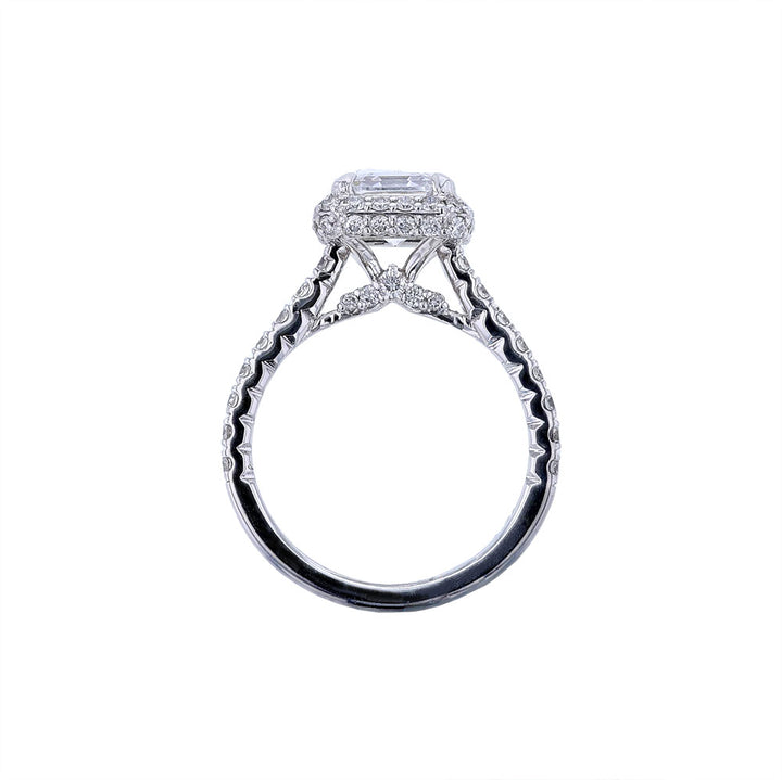 14K White Gold Asscher Halo Engagement Ring