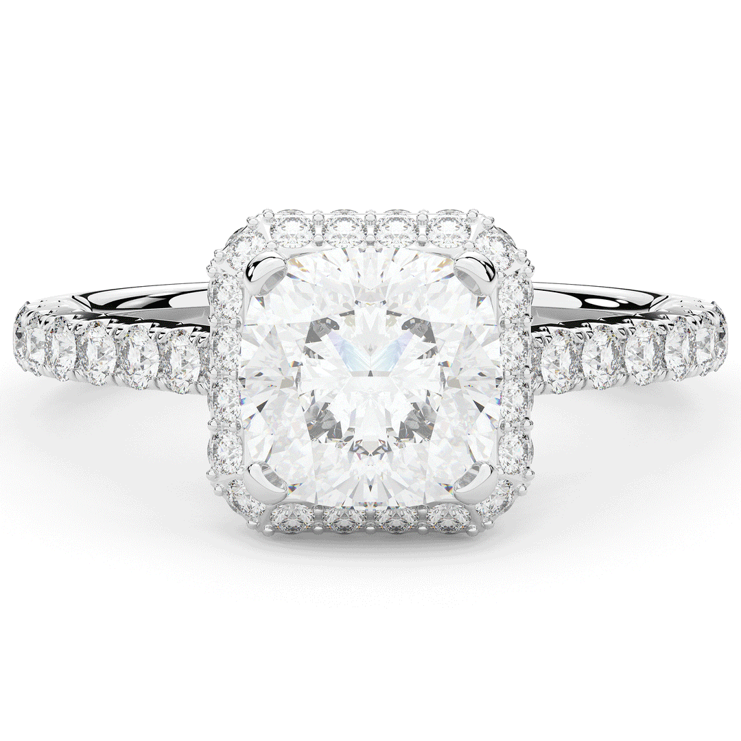 2.75CT.TW CUSHION LAB DIAMOND HALO ENGAGEMENT RING - Nazarelle