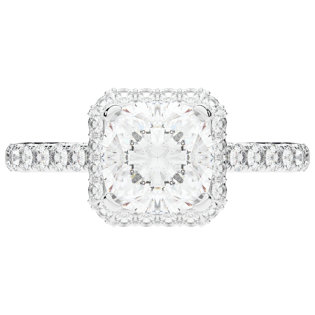 2.75CT.TW CUSHION LAB DIAMOND HALO ENGAGEMENT RING - Nazarelle