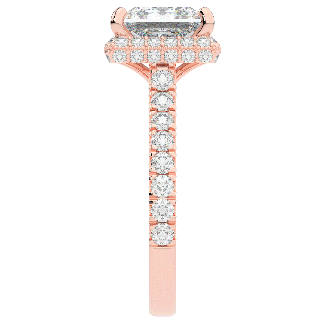 3.90CT.TW PRINCESS LAB DIAMOND HALO ENGAGEMENT RING - Nazarelle