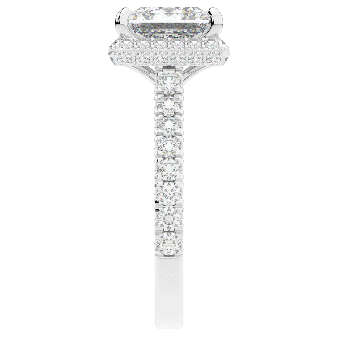 3.90CT.TW PRINCESS LAB DIAMOND HALO ENGAGEMENT RING - Nazarelle