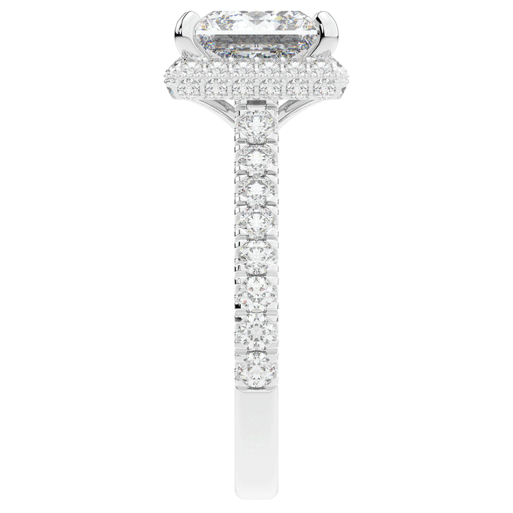 3.90CT.TW PRINCESS LAB DIAMOND HALO ENGAGEMENT RING - Nazarelle