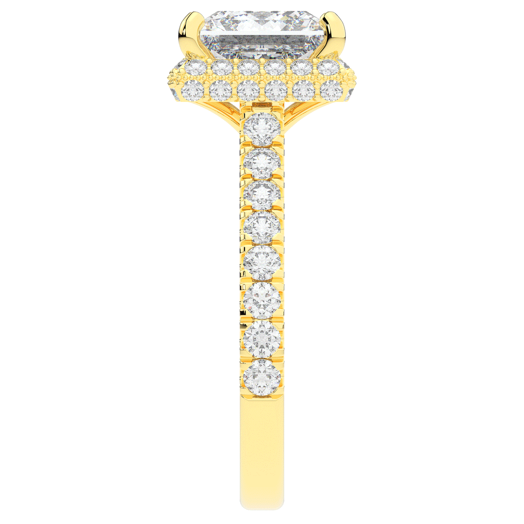 3.90CT.TW PRINCESS LAB DIAMOND HALO ENGAGEMENT RING - Nazarelle