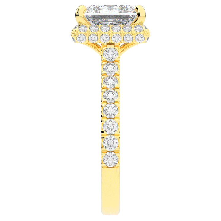 3.90CT.TW PRINCESS LAB DIAMOND HALO ENGAGEMENT RING - Nazarelle