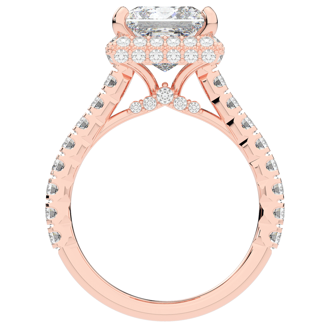 3.90CT.TW PRINCESS LAB DIAMOND HALO ENGAGEMENT RING - Nazarelle