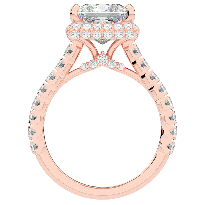 3.90CT.TW PRINCESS LAB DIAMOND HALO ENGAGEMENT RING - Nazarelle