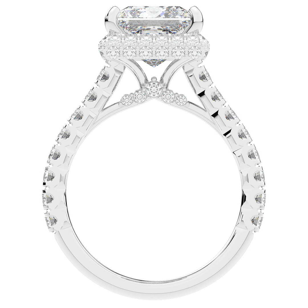 3.90CT.TW PRINCESS LAB DIAMOND HALO ENGAGEMENT RING - Nazarelle