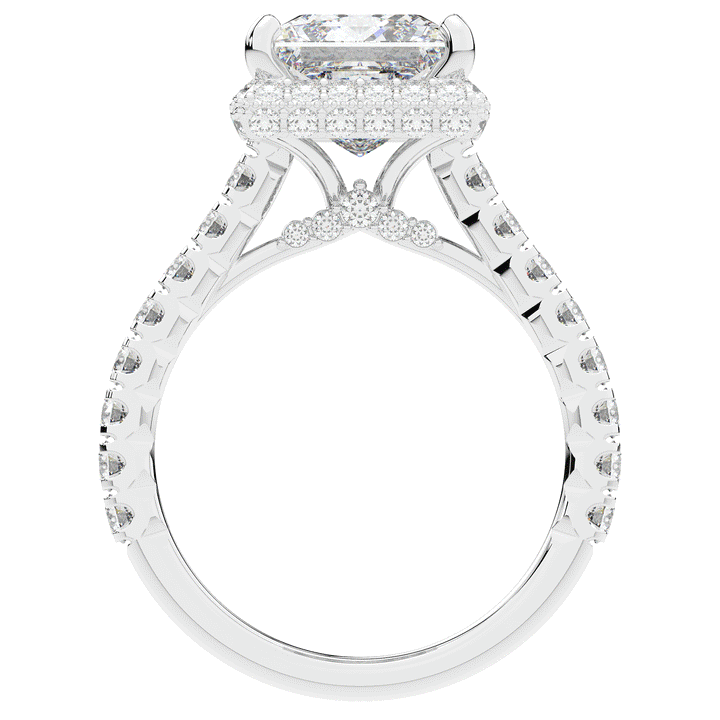 3.90CT.TW PRINCESS LAB DIAMOND HALO ENGAGEMENT RING - Nazarelle