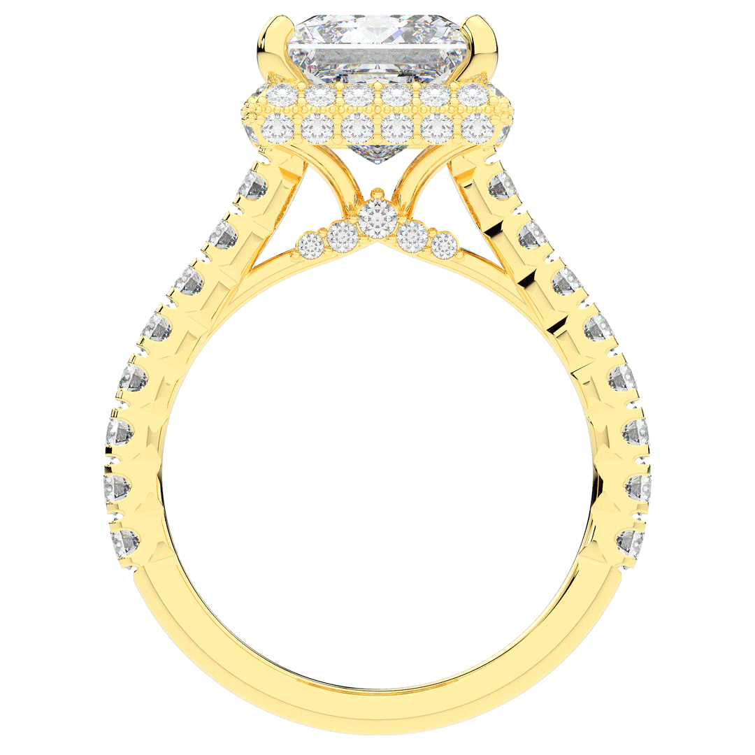 3.90CT.TW PRINCESS LAB DIAMOND HALO ENGAGEMENT RING - Nazarelle